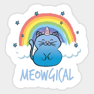 Blue cat unicorn Sticker